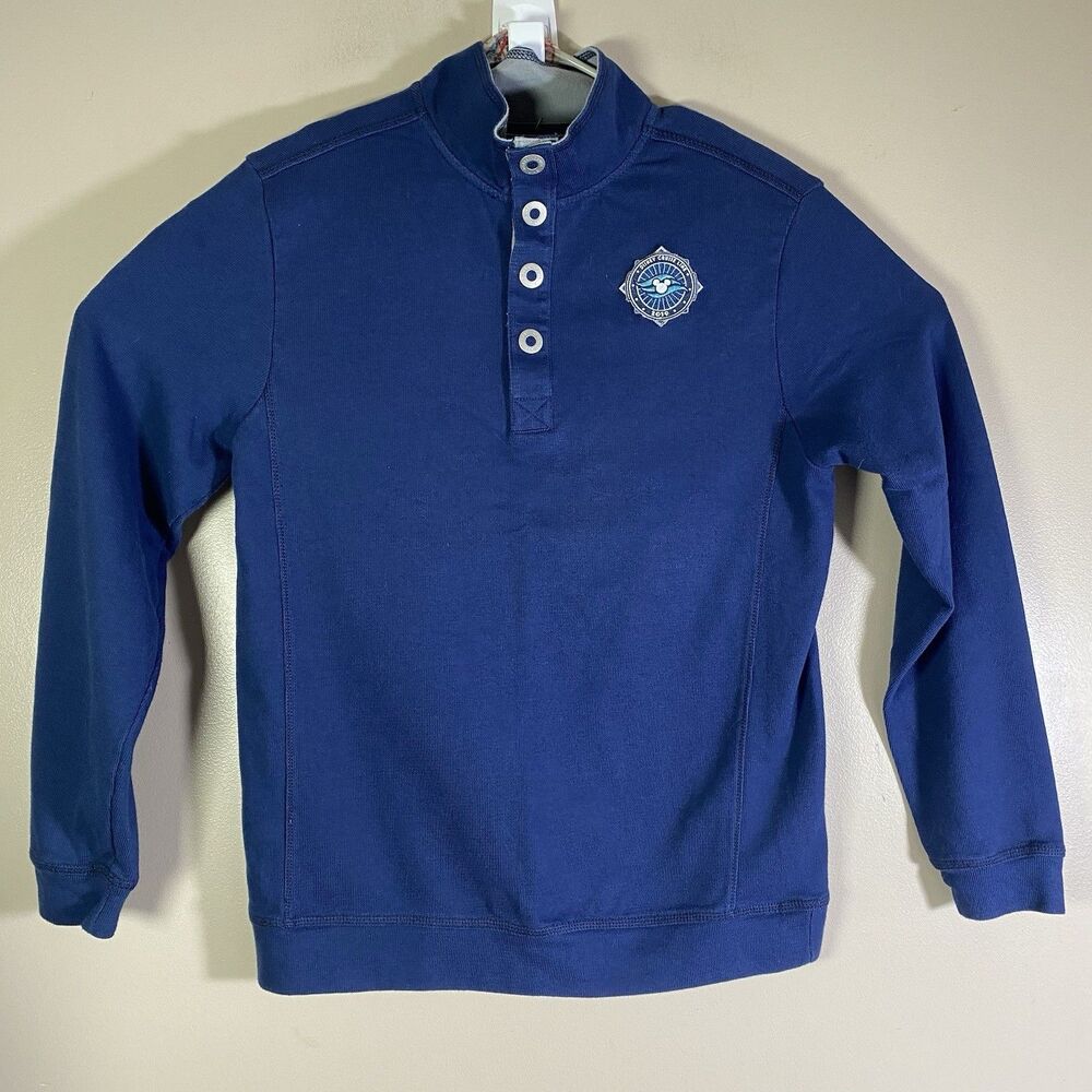 DISNEY CRUISE LINE 2019 Men Small Blue 1/4 Button Pullover Sweatshirt Unisex